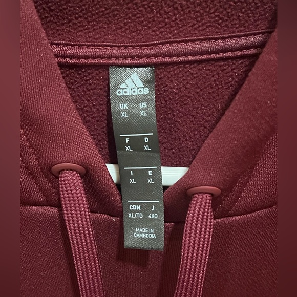 Men’s Maroon Adidas Hoodie w/ Black Logo Size XL - Picture 3 of 4